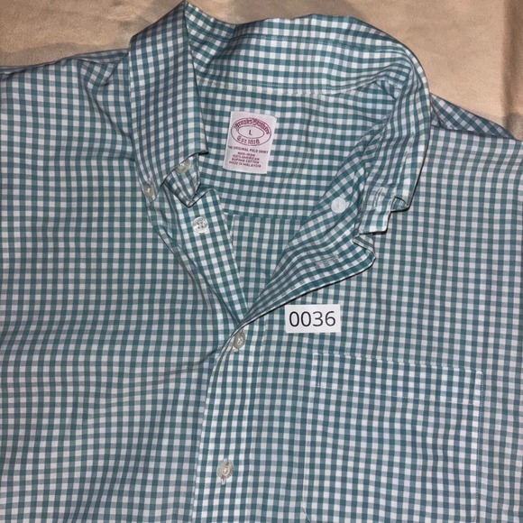 Brooks Brothers Mens L Gingham Check Non-Iron Supima Cotton Button Down Shirt - Picture 2 of 5